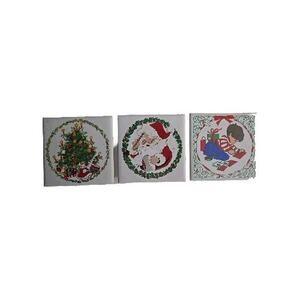 Jasco Vintage 1981 Ceramic Tile Christmas Trivets Approx 4 x 4 Lot of 3